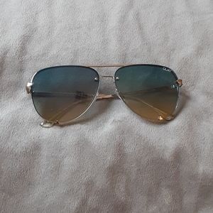 Quay high key rimless teal gold sunglasses